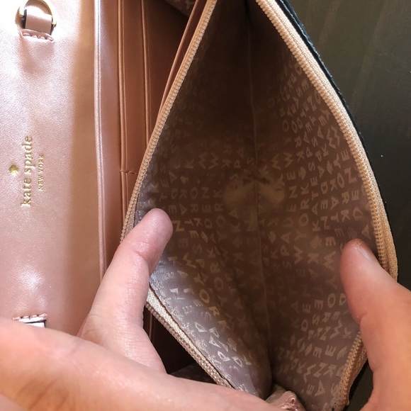 Kate Spade Rose Gold Sunset Lane Glitter Clutch Wallet - Picture 12 of 16